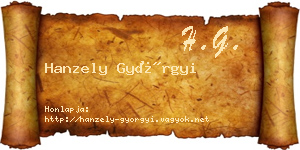 Hanzely Györgyi névjegykártya